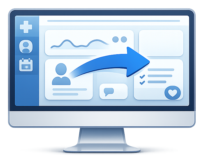 tomedo® Praxissoftware auf einem iMac in moderner Arztpraxis