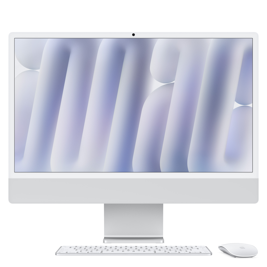 [MWUU3D/A] Apple iMac 24‘‘ CTO M4 10-Core (Gigabit Ethernet,TID.Num.) (Silber, 256GB SSD Speicher)